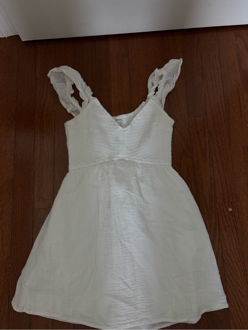 Hollister White Smocked Bodice Sundress with Ruffled Straps